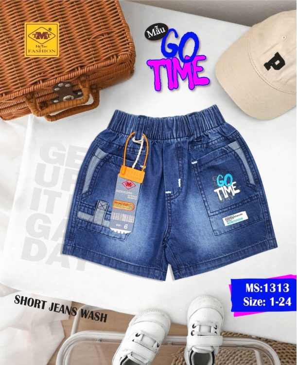 Quần short Jeans wash - GO TIME