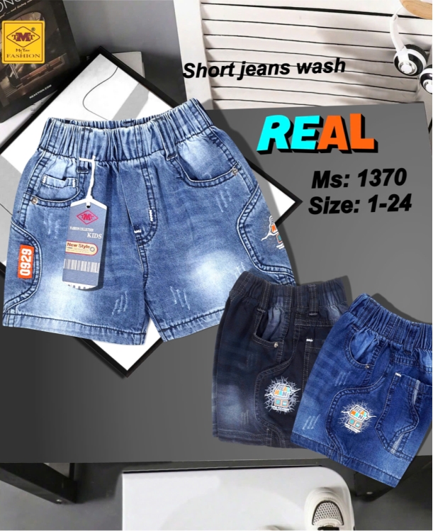 Quần short Jeans wash - REAL